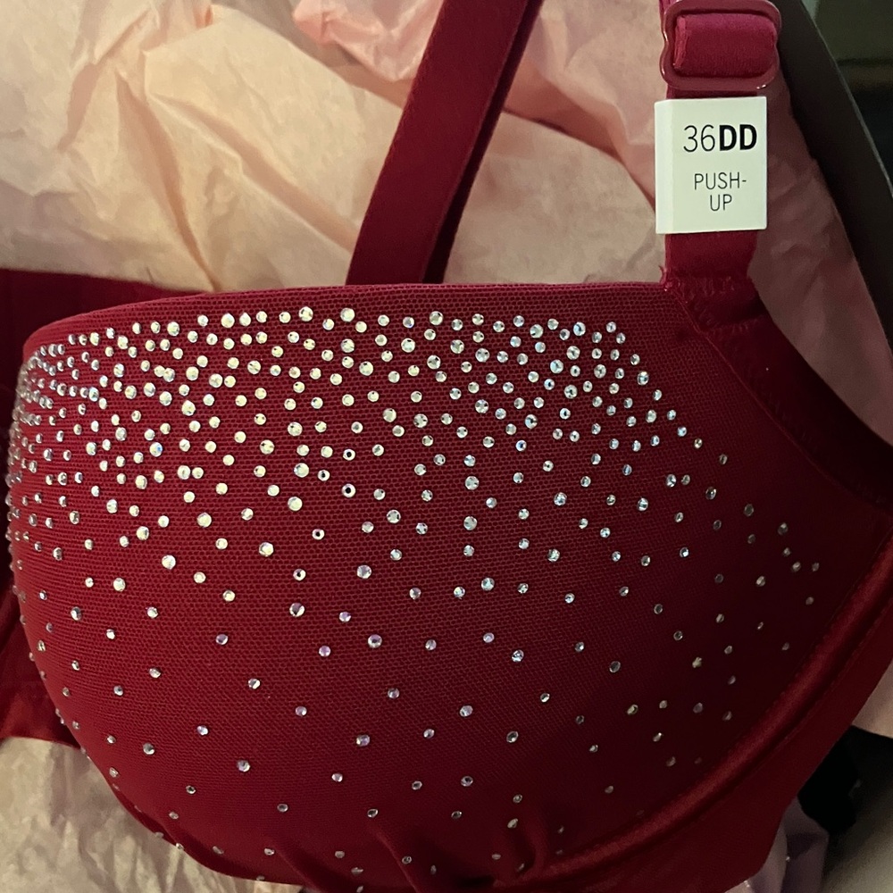 ✨VS Pink Wink NEW ultra sparkle bling push up balconette bra sz 36DD NWT - Picture 10 of 15